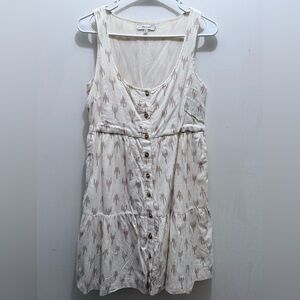 Madewell Sleeveless Button-Down Dress in Cream and Brown